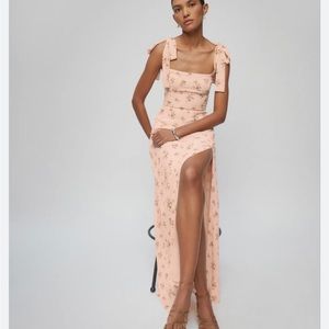 NWT Reformation Westerly Dress Audrey Pink Floral Formal Dress Long